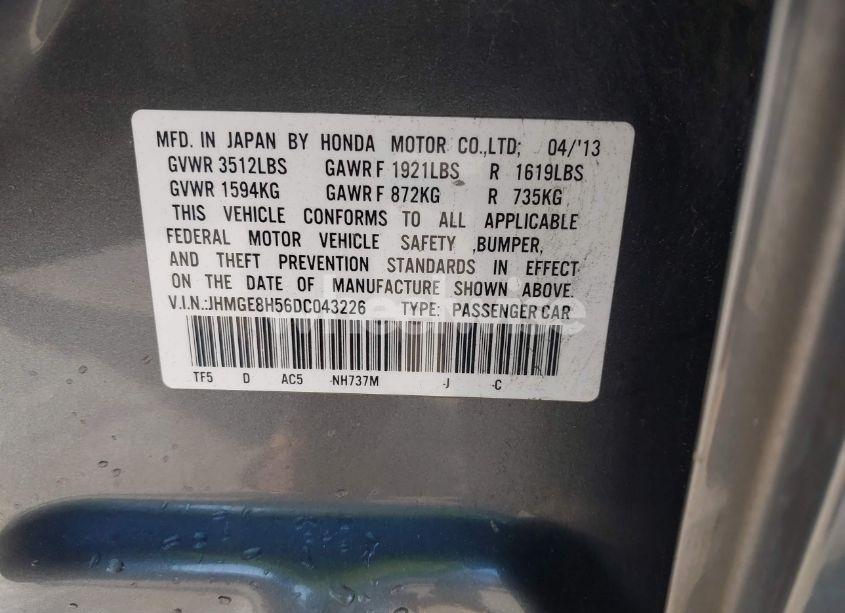 Photo 9 of 2013 Honda Fit SPORT (VIN JHMGE8H56DC043226)