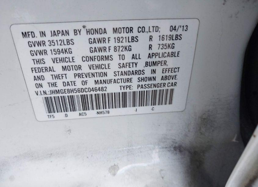 Photo 9 of 2013 Honda Fit SPORT (VIN JHMGE8H56DC046482)