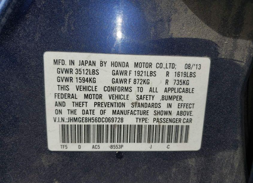 Photo 9 of 2013 Honda Fit SPORT (VIN JHMGE8H56DC069728)