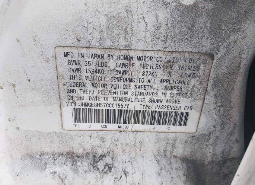 Photo 9 of 2012 Honda Fit SPORT (VIN JHMGE8H57CC015577)