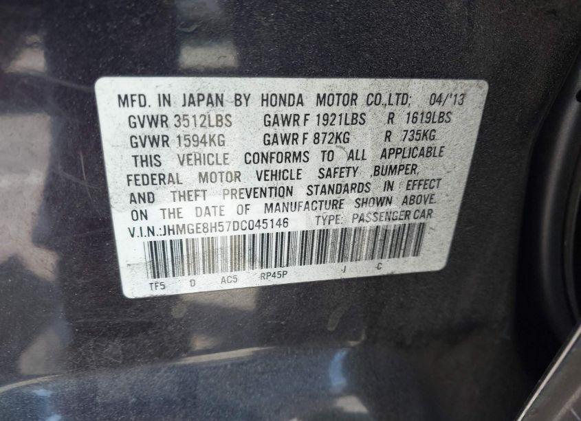 Photo 9 of 2013 Honda Fit SPORT (VIN JHMGE8H57DC045146)