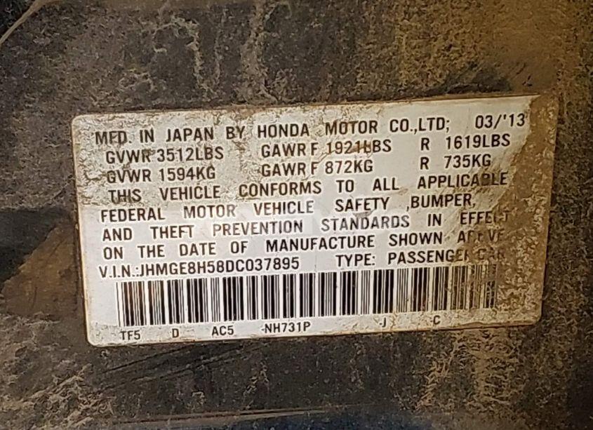 Photo 9 of 2013 Honda Fit SPORT (VIN JHMGE8H58DC037895)