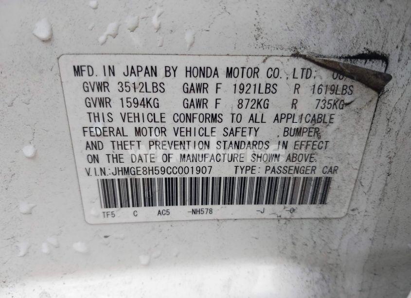 Photo 9 of 2012 Honda Fit SPORT (VIN JHMGE8H59CC001907)