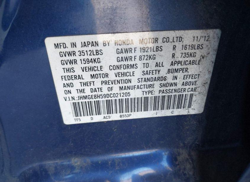 Photo 9 of 2013 Honda Fit SPORT (VIN JHMGE8H59DC021205)