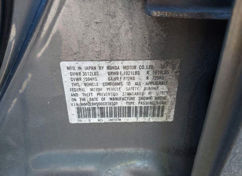 Photo 9 of 2013 Honda Fit SPORT (VIN JHMGE8H59DC070307)