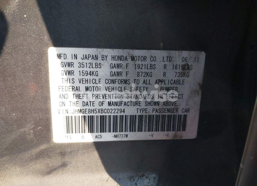 Photo 9 of 2011 Honda Fit SPORT (VIN JHMGE8H5XBC022294)