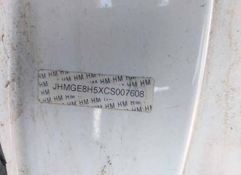 Photo 9 of 2012 Honda Fit SPORT (VIN JHMGE8H5XCS007608)