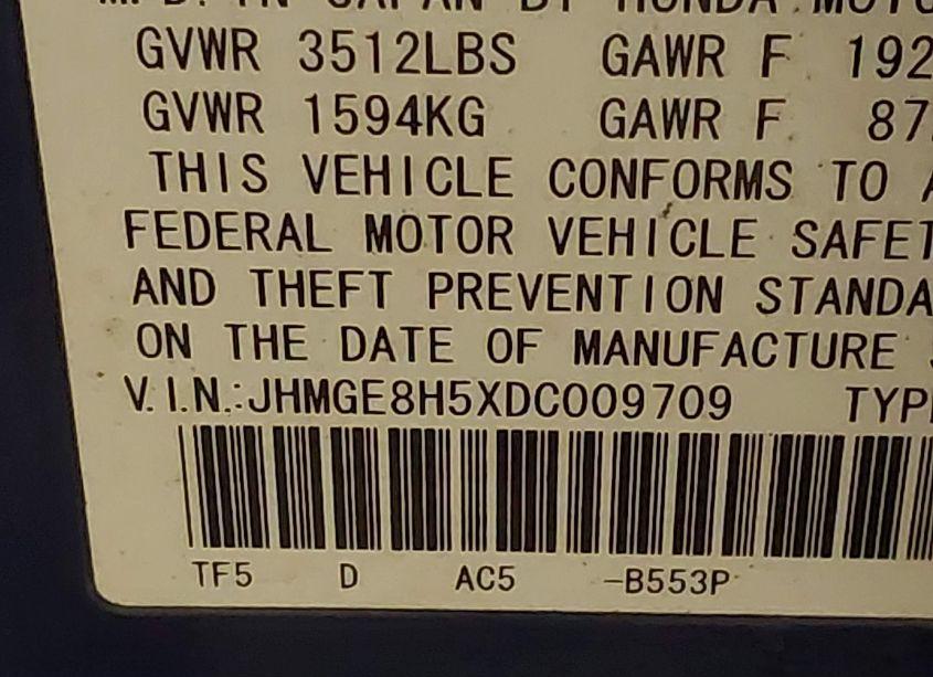 Photo 9 of 2013 Honda Fit SPORT (VIN JHMGE8H5XDC009709)