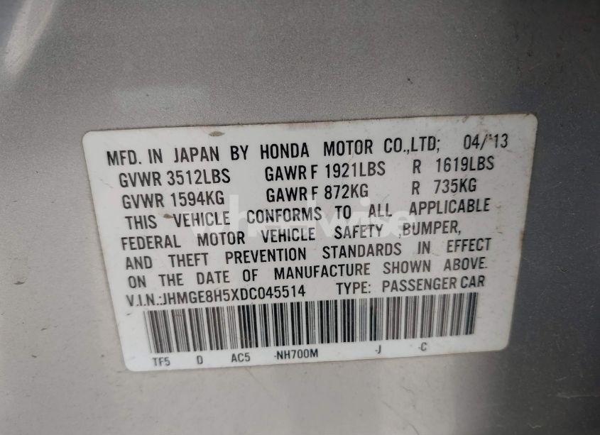 Photo 9 of 2013 Honda Fit SPORT (VIN JHMGE8H5XDC045514)