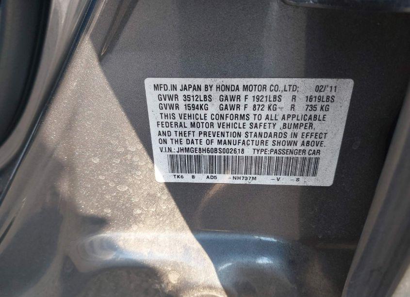 Photo 9 of 2011 Honda Fit SPORT (VIN JHMGE8H60BS002618)