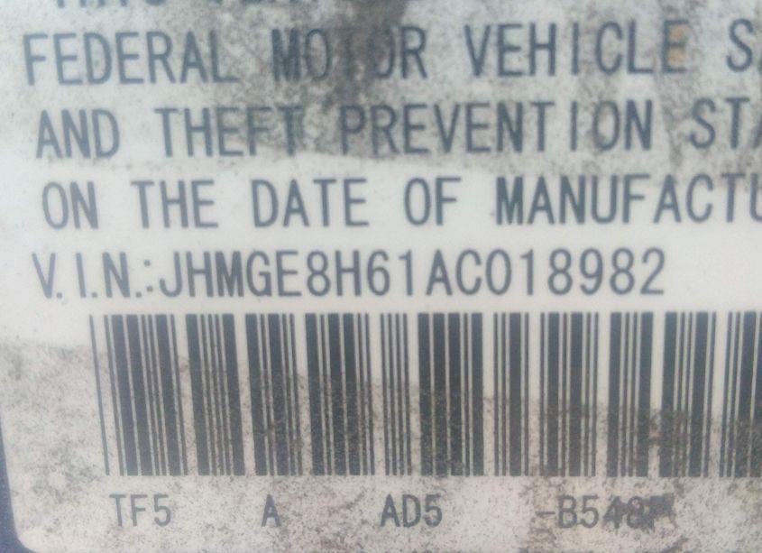 Photo 9 of 2010 Honda Fit SPORT (VIN JHMGE8H61AC018982)