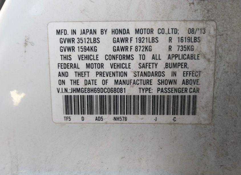 Photo 9 of 2013 Honda Fit SPORT (VIN JHMGE8H69DC068081)