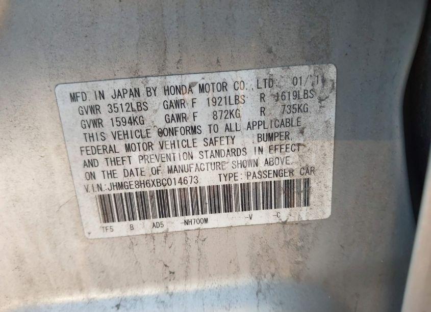 Photo 9 of 2011 Honda Fit SPORT (VIN JHMGE8H6XBC014673)