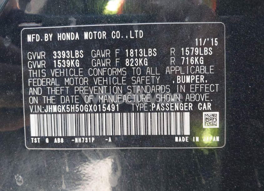 Photo 9 of 2016 Honda Fit LX (VIN JHMGK5H50GX015491)