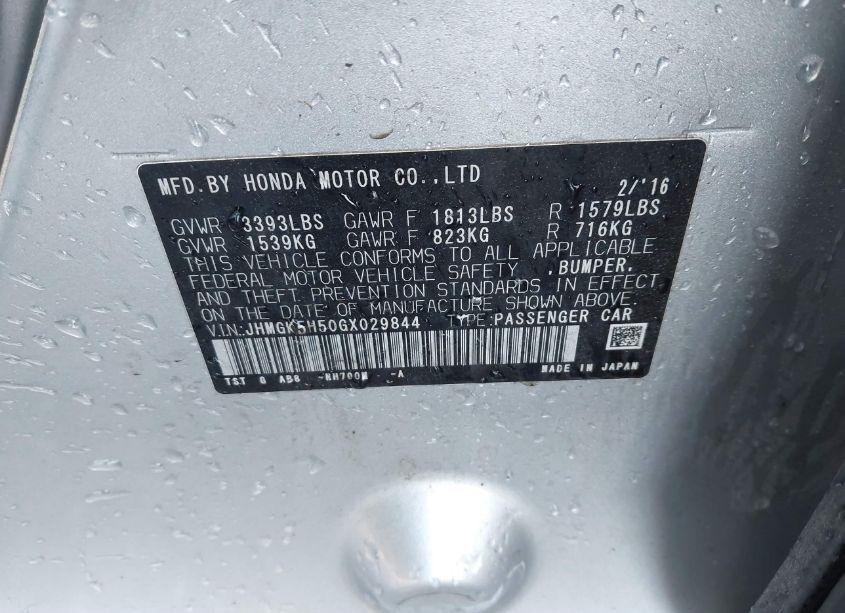 Photo 9 of 2016 Honda Fit LX (VIN JHMGK5H50GX029844)