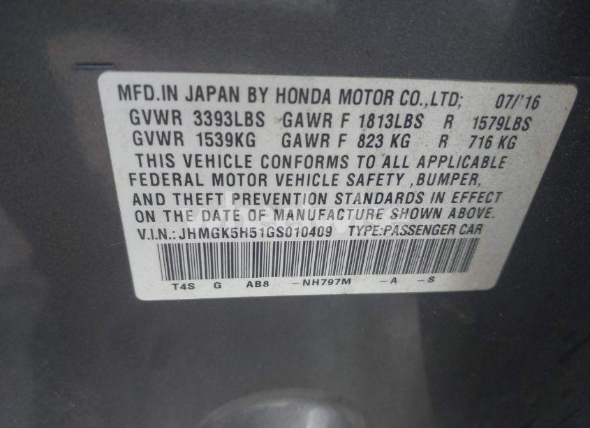 Photo 9 of 2016 Honda Fit LX (VIN JHMGK5H51GS010409)