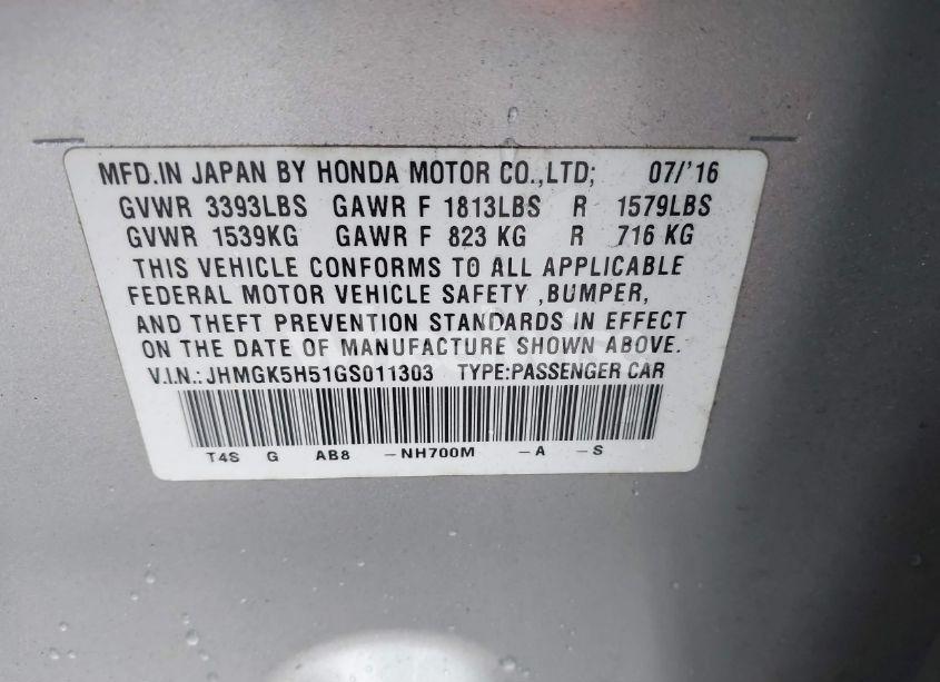 Photo 9 of 2016 Honda Fit LX (VIN JHMGK5H51GS011303)