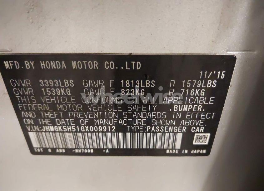 Photo 9 of 2016 Honda Fit LX (VIN JHMGK5H51GX009912)
