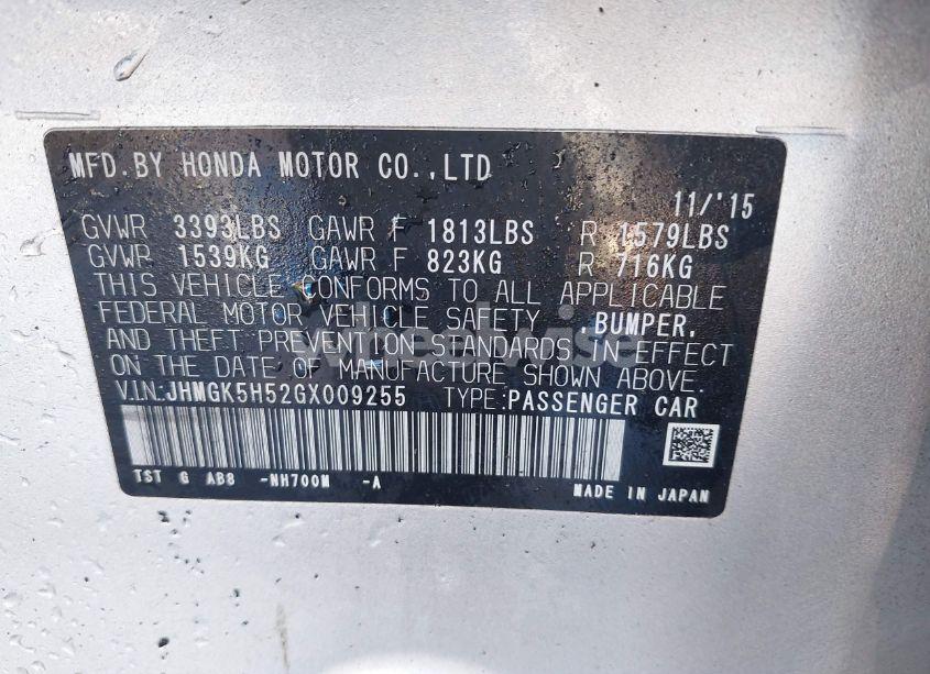 Photo 9 of 2016 Honda Fit LX (VIN JHMGK5H52GX009255)