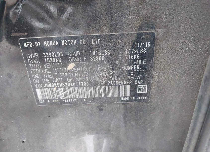 Photo 9 of 2016 Honda Fit LX (VIN JHMGK5H52GX011703)