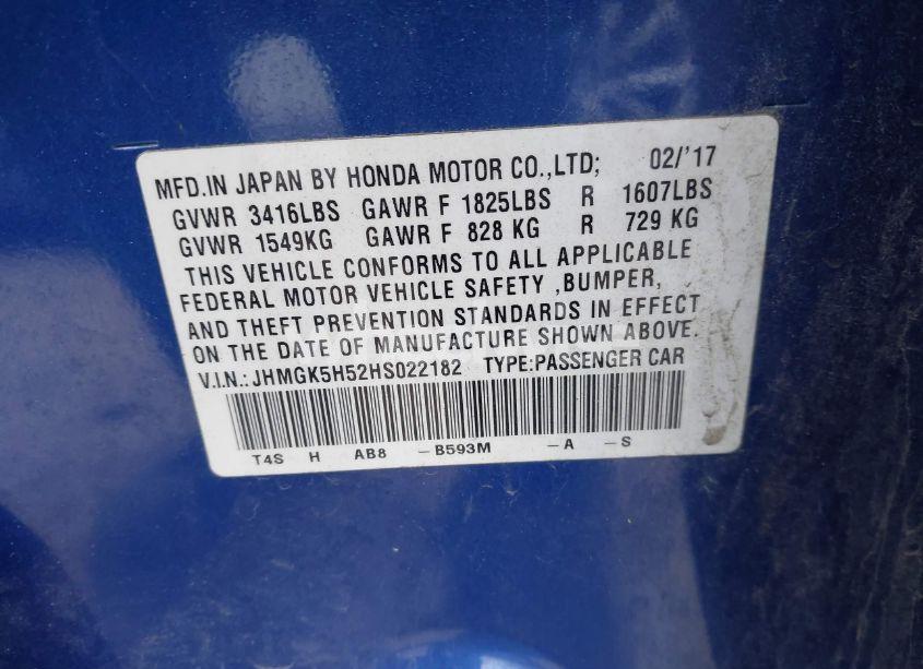 Photo 9 of 2017 Honda Fit LX (VIN JHMGK5H52HS022182)