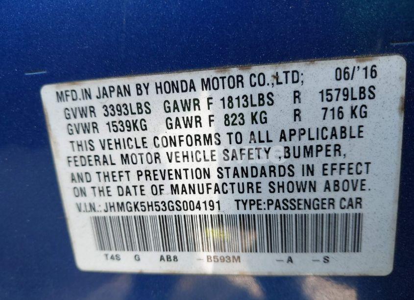 Photo 9 of 2016 Honda Fit LX (VIN JHMGK5H53GS004191)