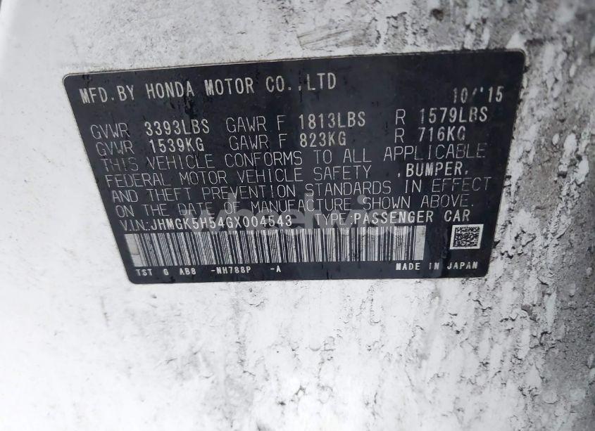 Photo 9 of 2016 Honda Fit LX (VIN JHMGK5H54GX004543)