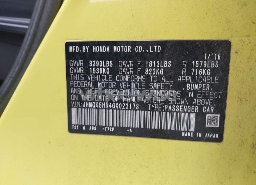 Photo 9 of 2016 Honda Fit LX (VIN JHMGK5H54GX023173)