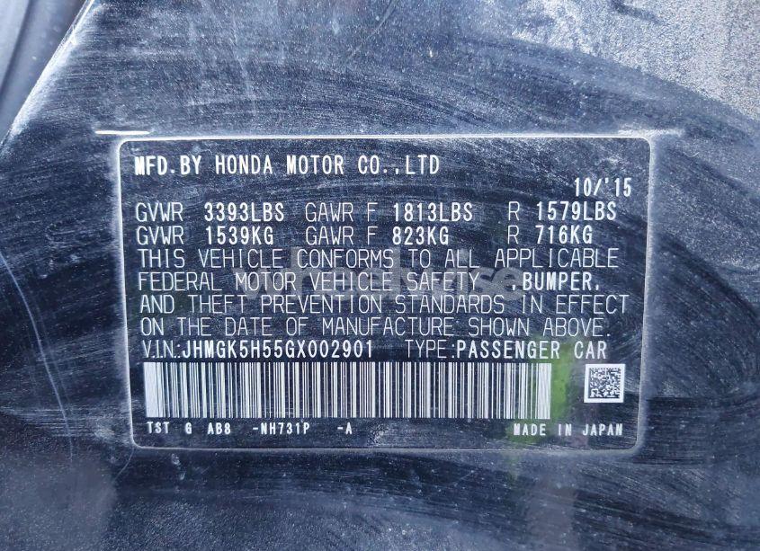 Photo 9 of 2016 Honda Fit LX (VIN JHMGK5H55GX002901)