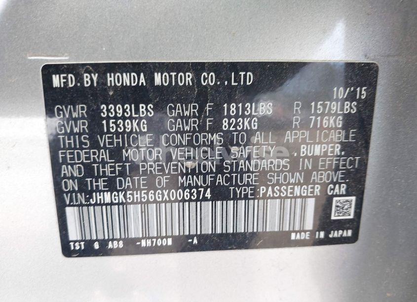 Photo 9 of 2016 Honda Fit LX (VIN JHMGK5H56GX006374)