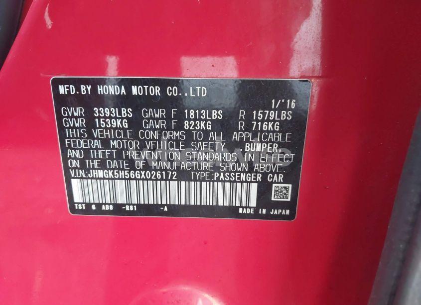 Photo 9 of 2016 Honda Fit LX (VIN JHMGK5H56GX026172)