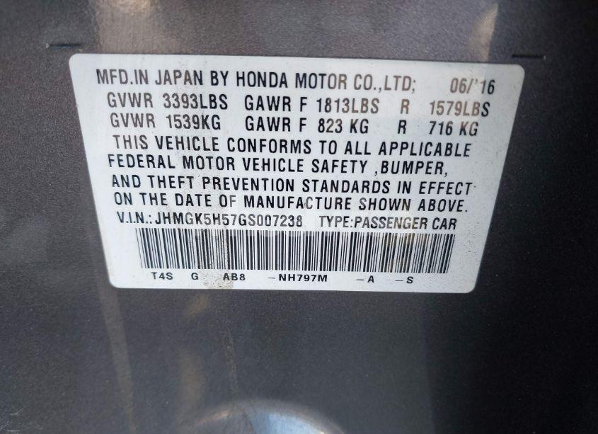 Photo 9 of 2016 Honda Fit LX (VIN JHMGK5H57GS007238)