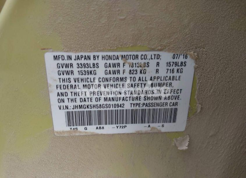 Photo 9 of 2016 Honda Fit LX (VIN JHMGK5H58GS010942)