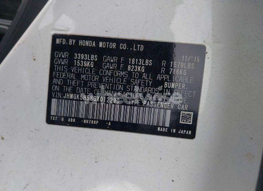 Photo 9 of 2016 Honda Fit LX (VIN JHMGK5H58GX012290)