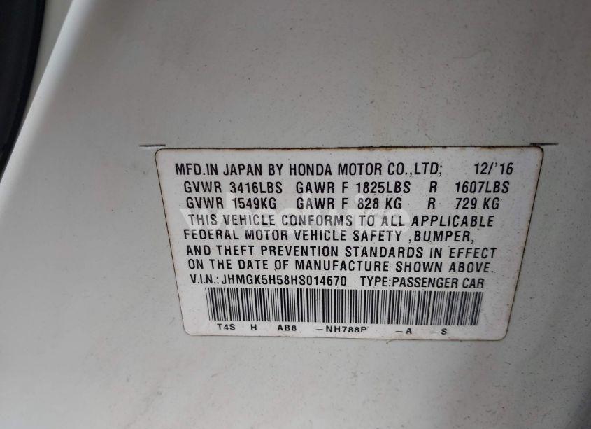 Photo 9 of 2017 Honda Fit LX (VIN JHMGK5H58HS014670)