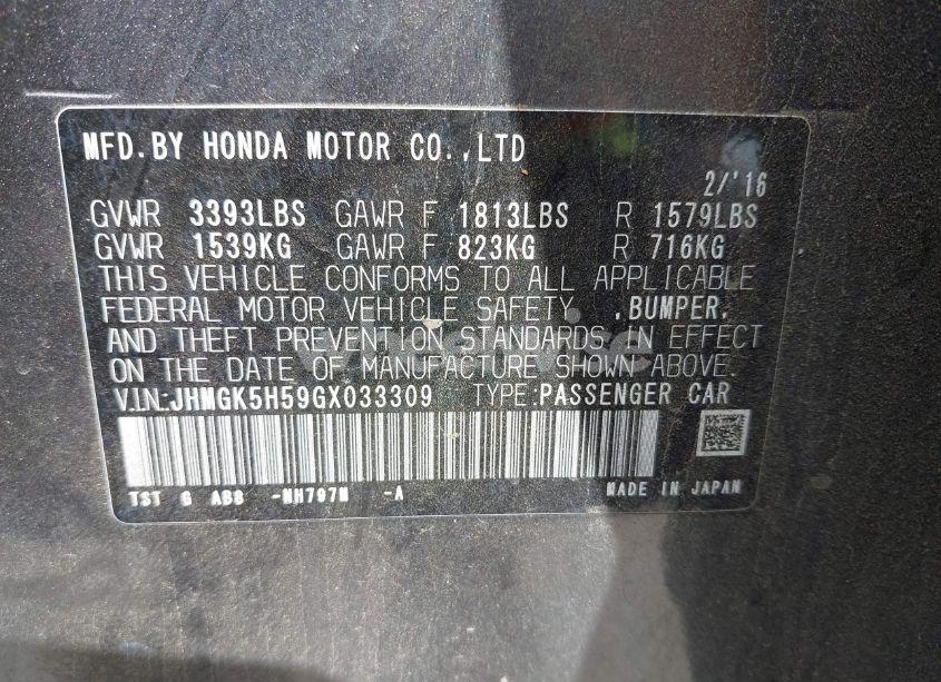 Photo 9 of 2016 Honda Fit LX (VIN JHMGK5H59GX033309)