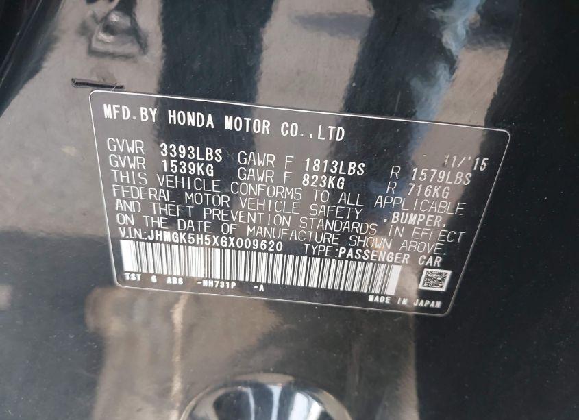 Photo 9 of 2016 Honda Fit LX (VIN JHMGK5H5XGX009620)