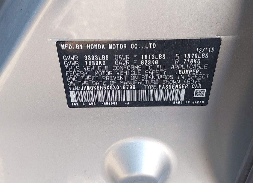 Photo 9 of 2016 Honda Fit LX (VIN JHMGK5H5XGX018799)