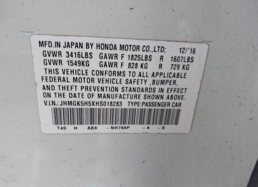 Photo 9 of 2017 Honda Fit LX (VIN JHMGK5H5XHS018283)