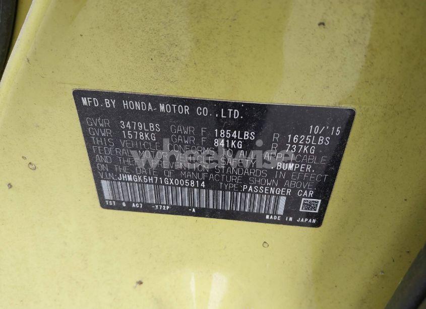 Photo 9 of 2016 Honda Fit EX (VIN JHMGK5H71GX005814)