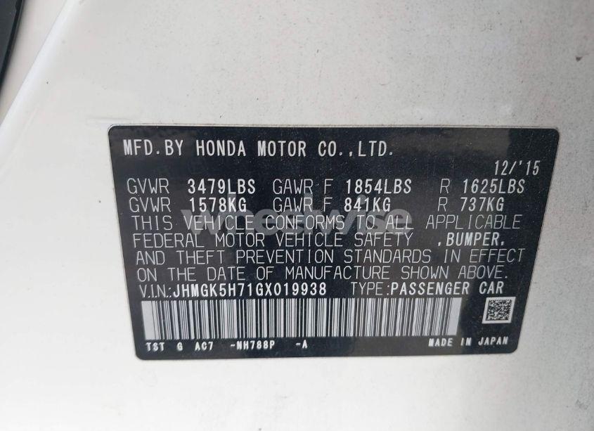 Photo 9 of 2016 Honda Fit EX (VIN JHMGK5H71GX019938)