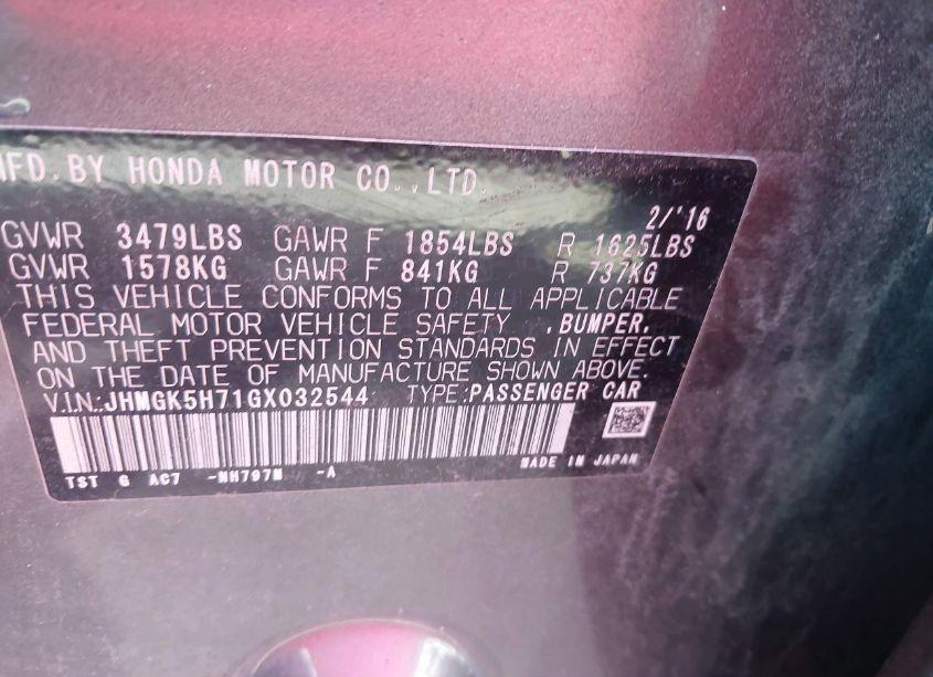 Photo 9 of 2016 Honda Fit EX (VIN JHMGK5H71GX032544)