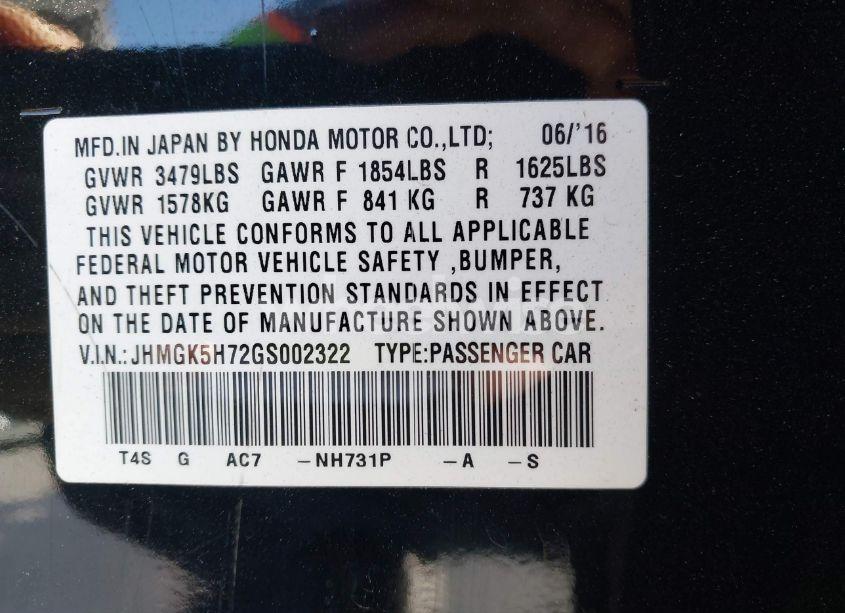 Photo 9 of 2016 Honda Fit EX (VIN JHMGK5H72GS002322)