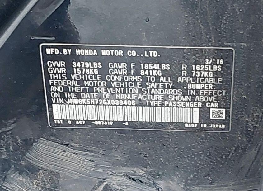 Photo 9 of 2016 Honda Fit EX (VIN JHMGK5H72GX039406)