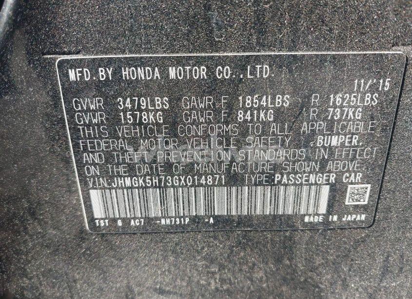 Photo 9 of 2016 Honda Fit EX (VIN JHMGK5H73GX014871)