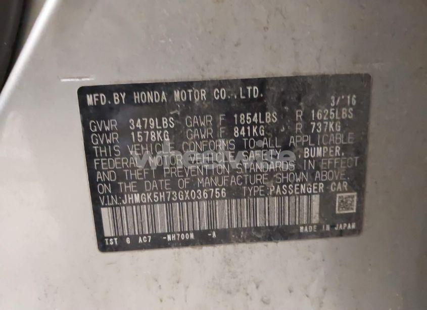 Photo 9 of 2016 Honda Fit EX (VIN JHMGK5H73GX036756)