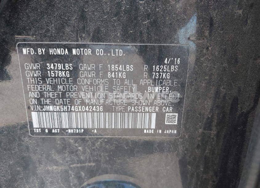 Photo 9 of 2016 Honda Fit EX (VIN JHMGK5H74GX042436)