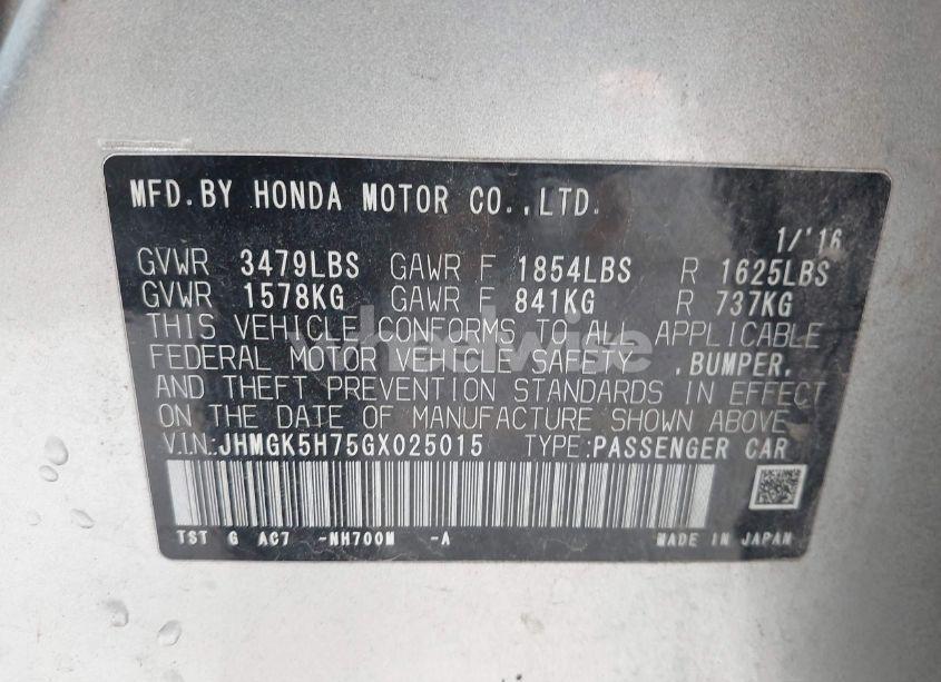 Photo 9 of 2016 Honda Fit EX (VIN JHMGK5H75GX025015)