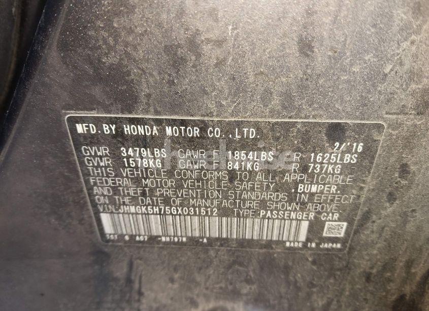 Photo 9 of 2016 Honda Fit EX (VIN JHMGK5H75GX031512)