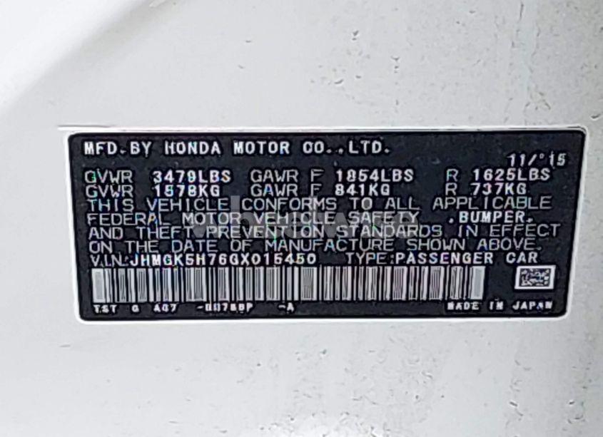 Photo 9 of 2016 Honda Fit EX (VIN JHMGK5H76GX015450)